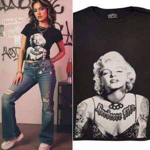 VTG RARE Black White Marilyn Monroe Single Stitch Hardcore Life TShirt XXL *Med